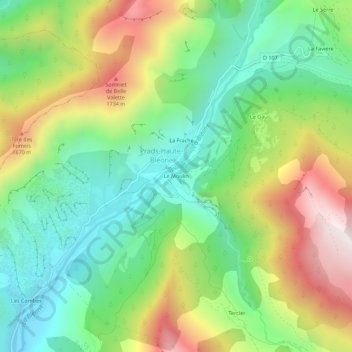 Le Moulin topographic map, elevation, terrain