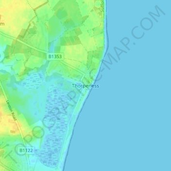 Thorpeness topographic map, elevation, terrain