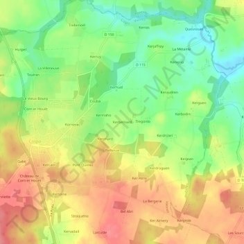 Kerbernard topographic map, elevation, terrain