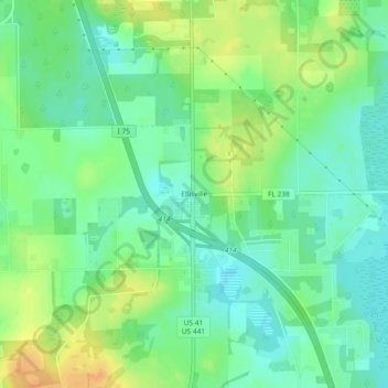 Ellisville topographic map, elevation, terrain