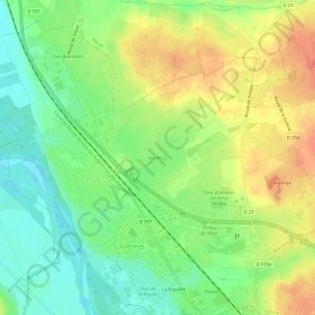 Les Rocs topographic map, elevation, terrain