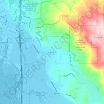 Sunny Brae topographic map, elevation, terrain