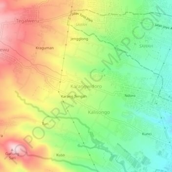 Karangwidoro topographic map, elevation, terrain
