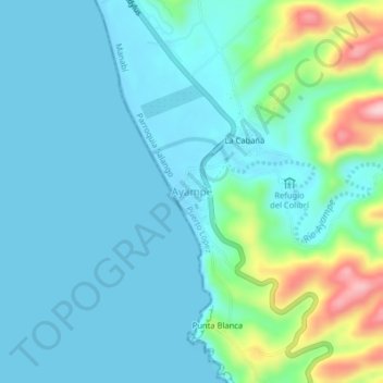 Ayampe topographic map, elevation, terrain