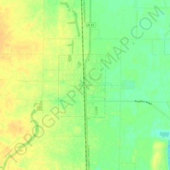 Elkville topographic map, elevation, terrain
