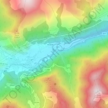 Cabre topographic map, elevation, terrain