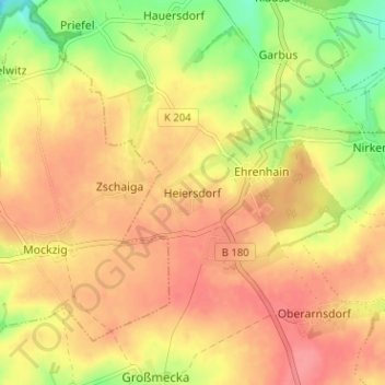 Heiersdorf topographic map, elevation, terrain