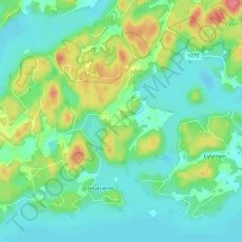 Outamo topographic map, elevation, terrain