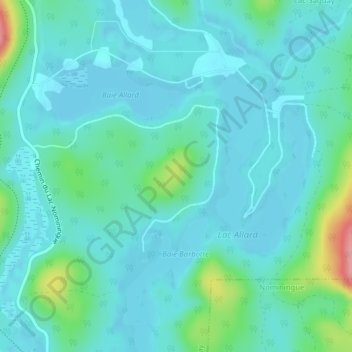 Lacs Allard topographic map, elevation, terrain