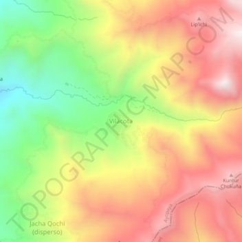 Vilacota topographic map, elevation, terrain