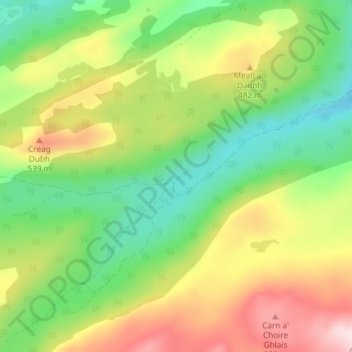Cougie topographic map, elevation, terrain