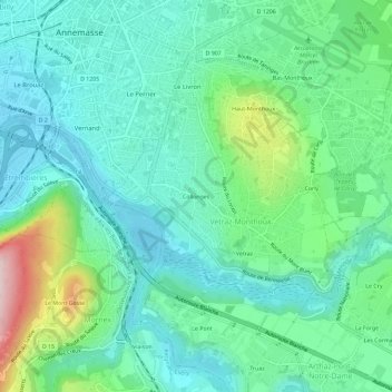 Collonges topographic map, elevation, terrain
