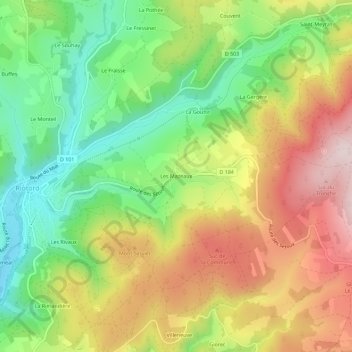 Les Mazeaux topographic map, elevation, terrain