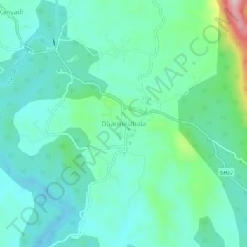 Dharmasthala topographic map, elevation, terrain