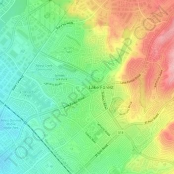 Serrano Place topographic map, elevation, terrain