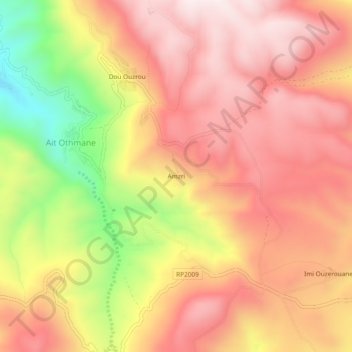 Amzri topographic map, elevation, terrain