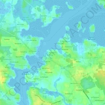 Kerispern topographic map, elevation, terrain