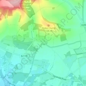 West Stoke topographic map, elevation, terrain