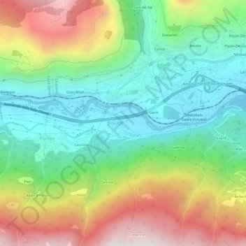 Lezin topographic map, elevation, terrain