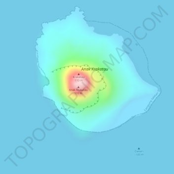 Anak Krakatau topographic map, elevation, terrain