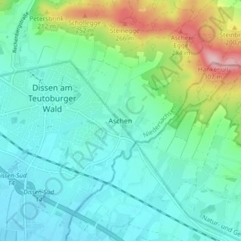 Aschen topographic map, elevation, terrain