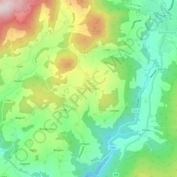 Sankt Oswald topographic map, elevation, terrain