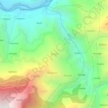 Bhutti topographic map, elevation, terrain
