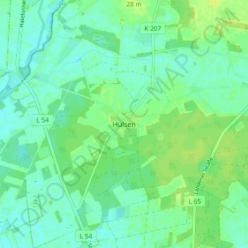 Hülsen topographic map, elevation, terrain