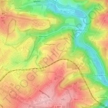 Theegartener Kopf topographic map, elevation, terrain