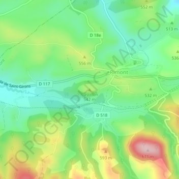 Castillon topographic map, elevation, terrain
