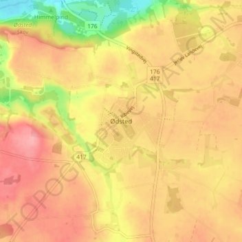 Ødsted topographic map, elevation, terrain