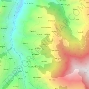 Bagalti topographic map, elevation, terrain