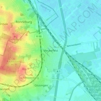 Meckelfeld topographic map, elevation, terrain