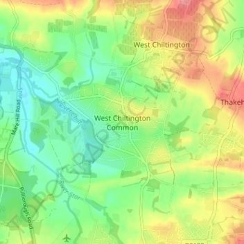 West Chiltington Common topographic map, elevation, terrain