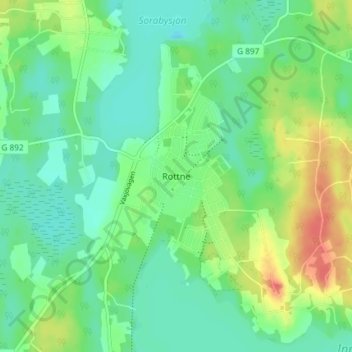 Rottne topographic map, elevation, terrain