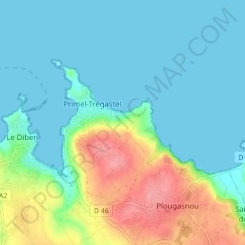 Primel topographic map, elevation, terrain