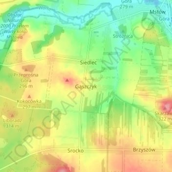 Gąszczyk topographic map, elevation, terrain