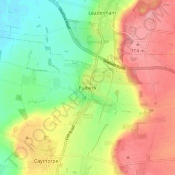 Fulbeck topographic map, elevation, terrain