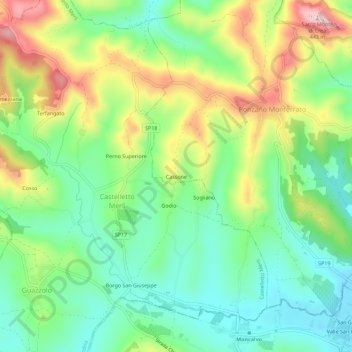 Cassone topographic map, elevation, terrain