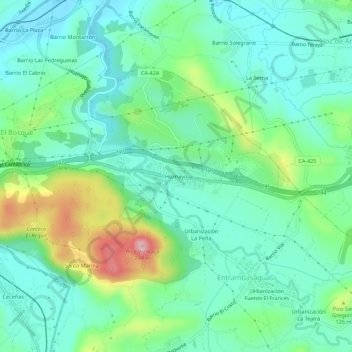 Hoznayo topographic map, elevation, terrain