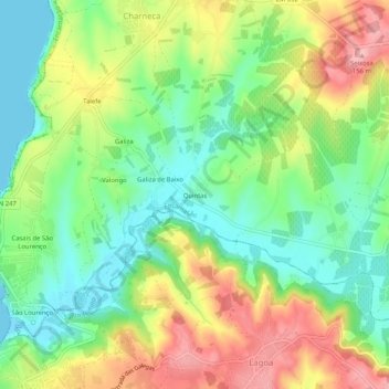 Quintas topographic map, elevation, terrain