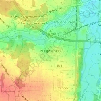 Kriegenbrunn topographic map, elevation, terrain