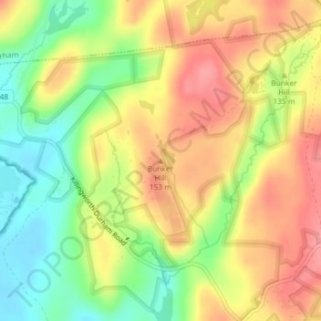 Bunker Hill topographic map, elevation, terrain