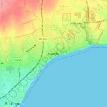 Sewerby topographic map, elevation, terrain