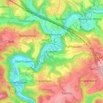 Kodden topographic map, elevation, terrain