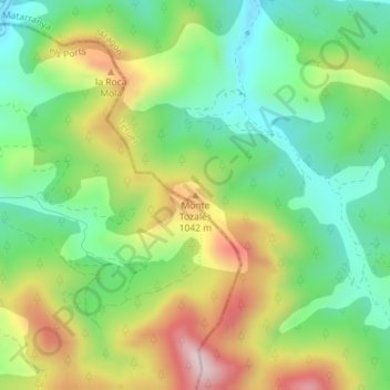 Monte Tozales topographic map, elevation, terrain