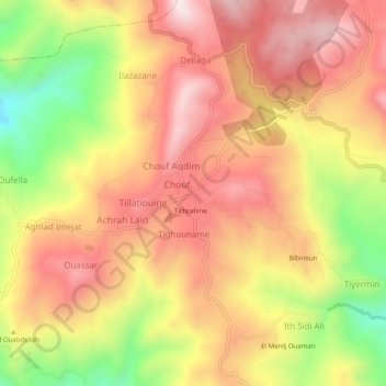 Beni Brahim topographic map, elevation, terrain