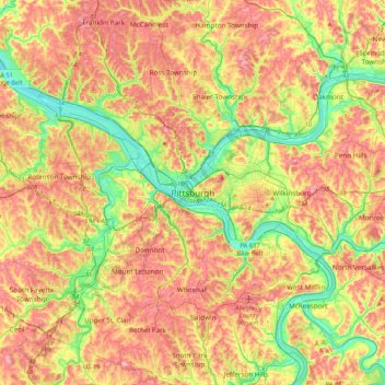 Pittsburgh topographic map, elevation, terrain