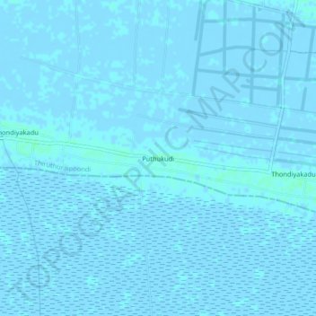 Puthukudi topographic map, elevation, terrain