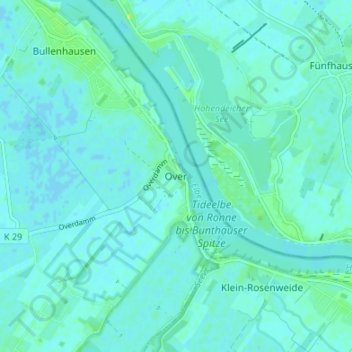 Over topographic map, elevation, terrain